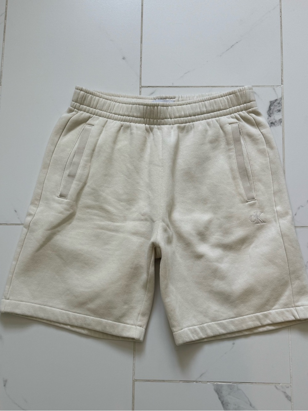 Calvin Klein Men's Cream Athletic Sweat Shorts